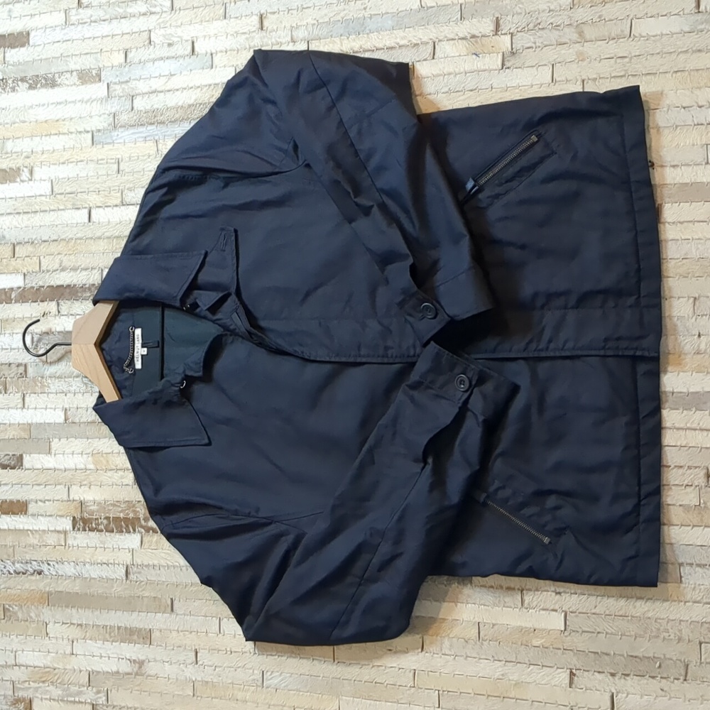 Helmut Lang Harrington Navy Button Down Nylon Jacket